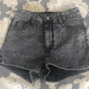 Black acid wash shorts
